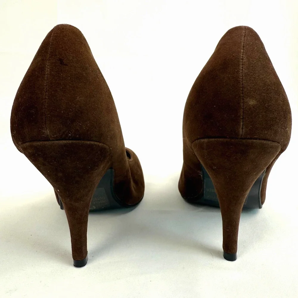 Journee Collection Heels Pumps Stiletto Suede Brown T-strap Buckle Size 8.5
